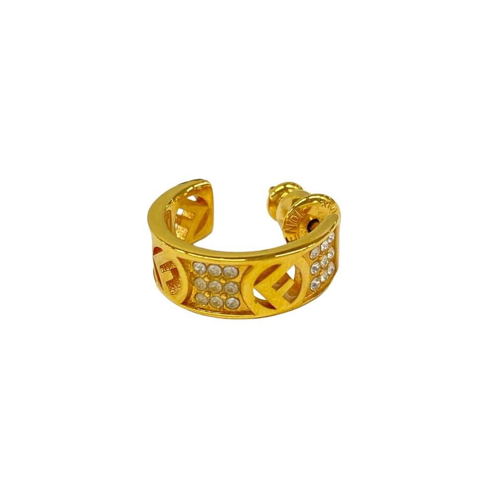 Fendi F is Fendi Earrings Gold Clear Hardware Rhinestones